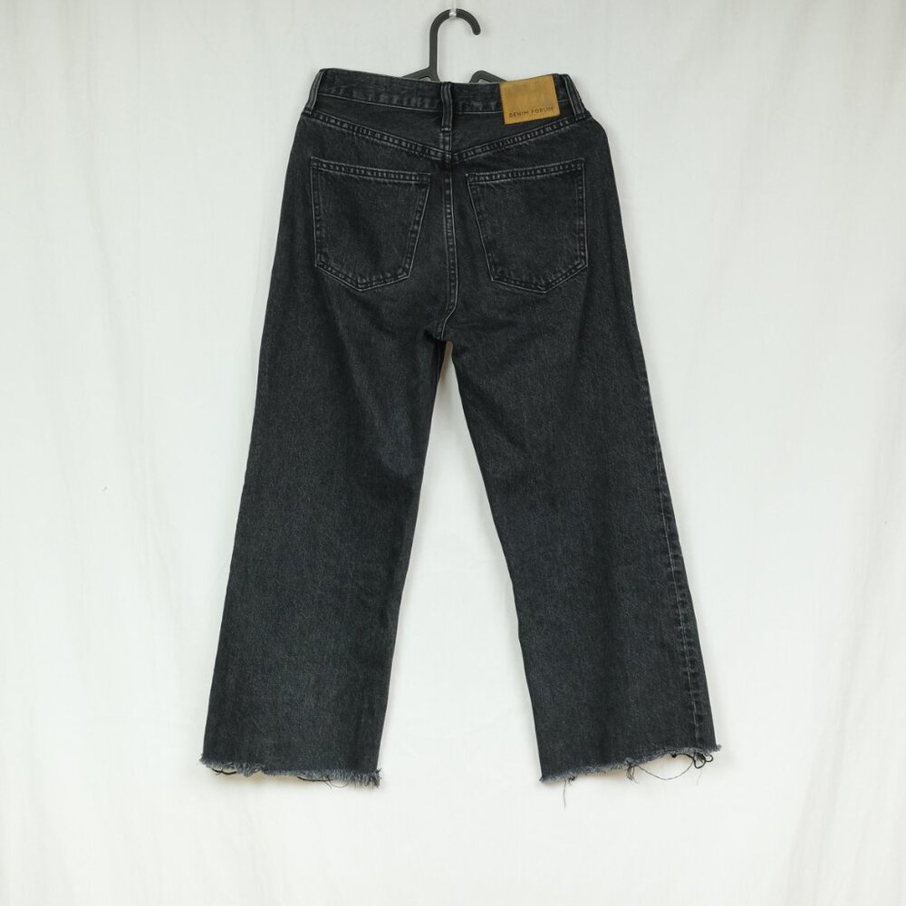 Denim Forum Farrah High Rise Wide Leg Jeans Distressed Black Wash Size 25 - Picture 2 of 5